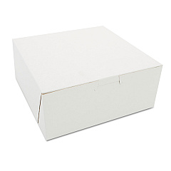 White One-piece Non-window Bakery Boxes, 7 X 7 X 3, White, Paper, 250/carton