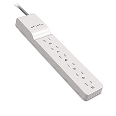 Belkin Home/Office Surge Protector, 6 AC Outlets, 4 ft Cord, 720 J, White (BE10600004)