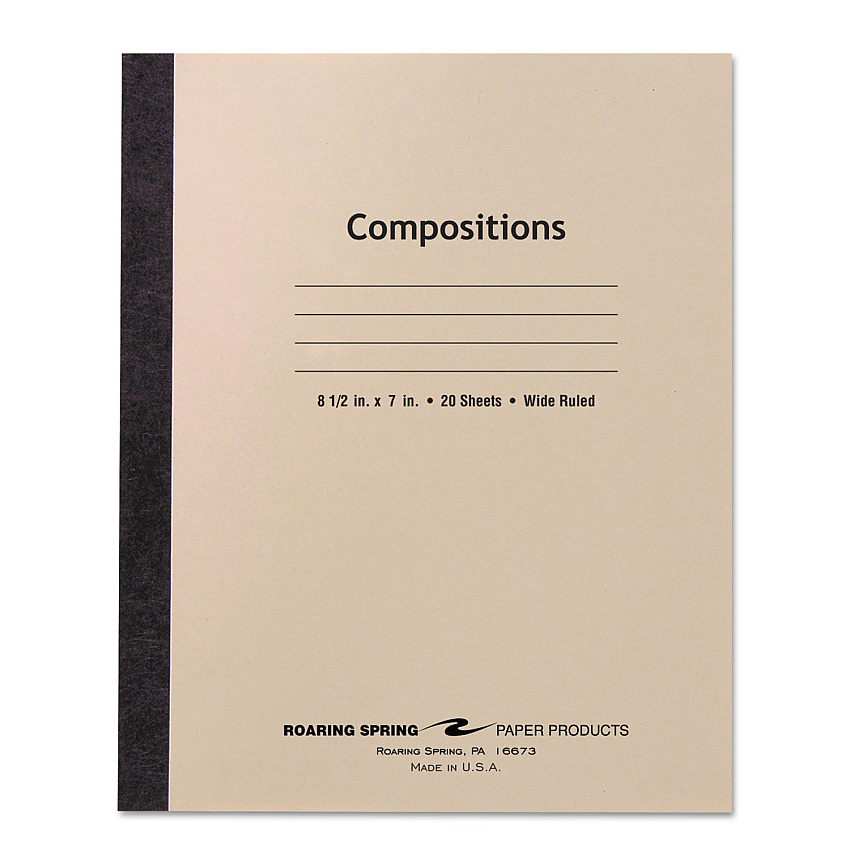 Roaring Spring Stitched Cover Composition Book, Wide/Legal Rule, Manila Cover, 8.5 x 7, 20 Sheets (77340)