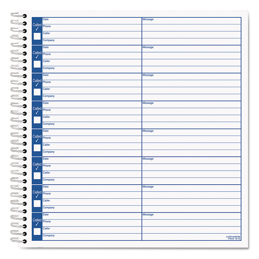 TOPS Voice Message Log Books, 8.5 x 8.25, 1/Page, 800 Forms (4416)