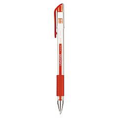 Universal Comfort Grip Gel Pen, Stick, Medium 0.7 mm, Red Ink, Clear Barrel, Dozen (UNV39512)