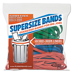 Alliance SuperSize Bands, 0.25" Wide, Assorted Lengths (12", 14" and 17"), 4,060 psi Max Elasticity, Assorted Colors, 24/Pack (08997)