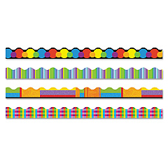 TREND Terrific Trimmers Border Variety Set, 2.25" x 39", Collage, Assorted Colors/Designs, 48/Set (T92908)