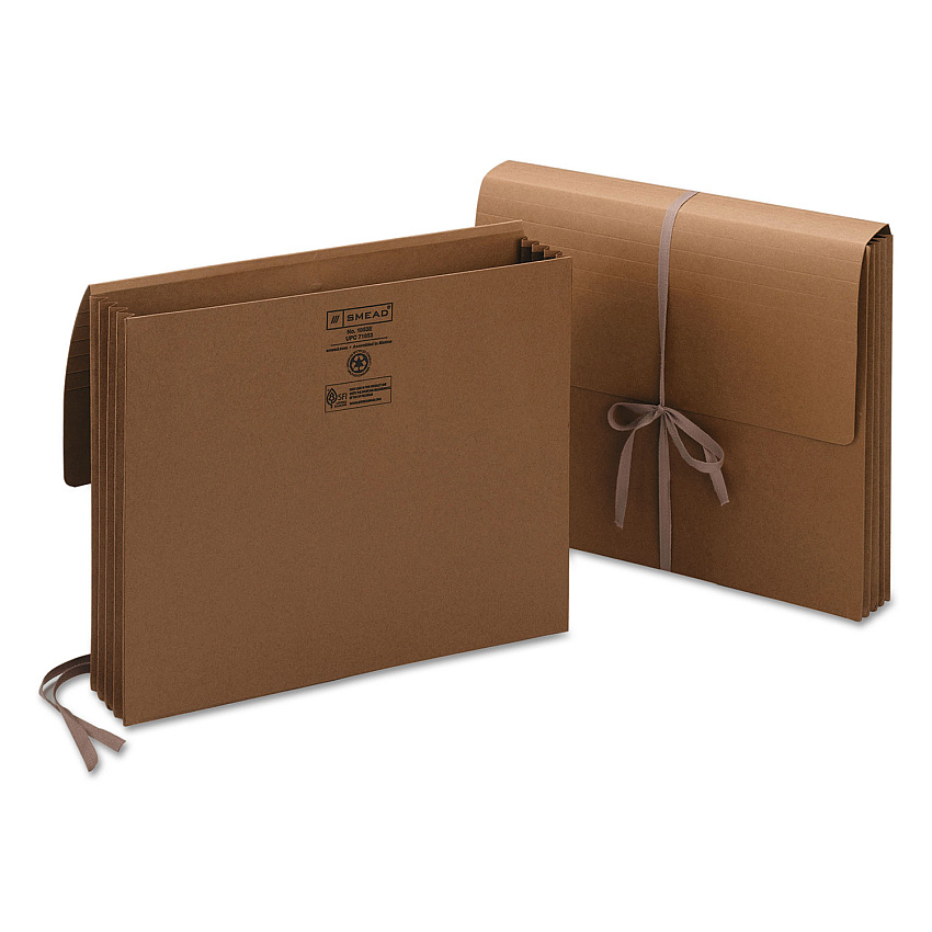 Smead Redrope Expanding Wallets, 3.5" Expansion, 1 Section, Cloth Tie Closure, Letter Size, Redrope, 10/Box (71053)