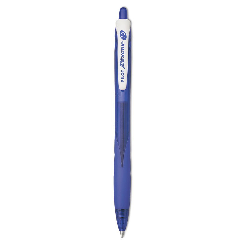 Pilot RexGrip BeGreen Ballpoint Pen, Retractable, Medium 1 mm, Blue Ink, Blue Barrel, Dozen (32371)