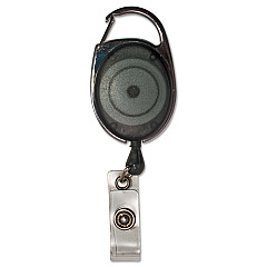 Advantus Carabiner-Style Retractable ID Card Reel, 30" Extension, Smoke, 12/Pack (75551)