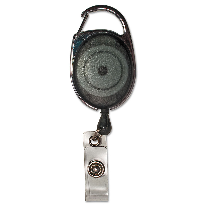 Advantus Carabiner-Style Retractable ID Card Reel, 30" Extension, Smoke, 12/Pack (75551)