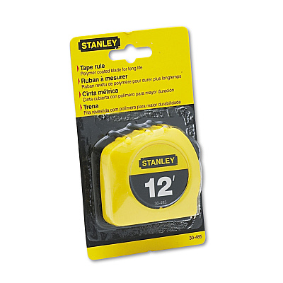 Stanley Bostitch Power Return Tape Measure w/Belt Clip, 1/2" x 12ft, Yellow (30485)