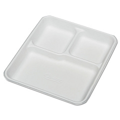 AbilityOne 7350009269233, SKILCRAFT, Rectangular Compartment Plates, 10 x 0.88 x 8, White, 500/Box