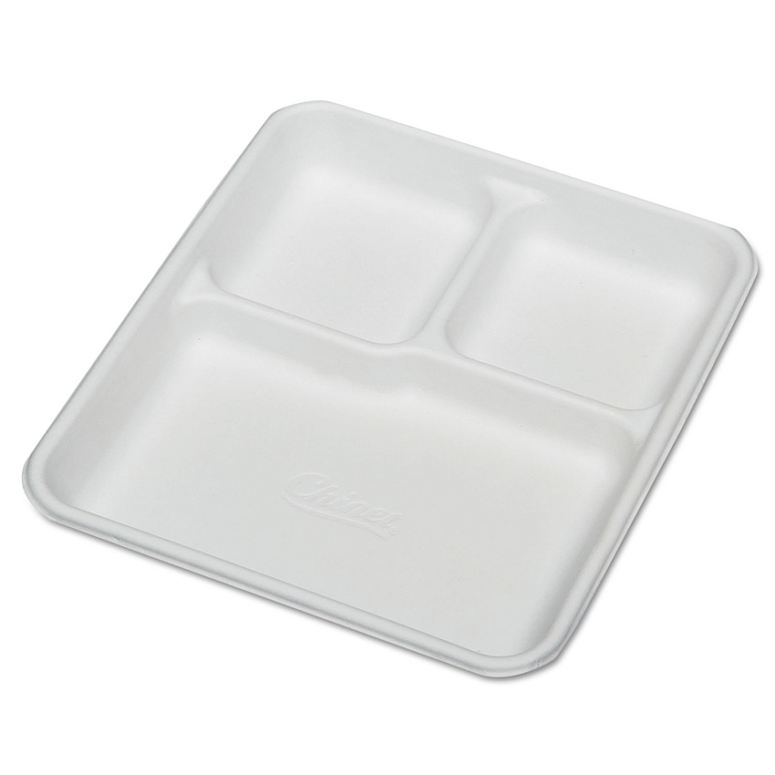 AbilityOne 7350009269233, SKILCRAFT, Rectangular Compartment Plates, 10 x 0.88 x 8, White, 500/Box