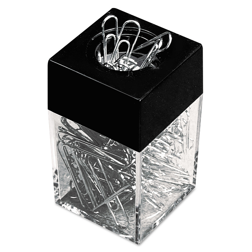 Universal Paper Clips with Magnetic Dispenser, Small (No. 1), Silver, 100 Clips/Dispenser, 12 Dispensers/Pack (UNV72211)