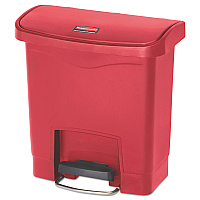 Rubbermaid Commercial Slim Jim Resin Step-On Container, Front Step Style, 4 gal, Red (1883563)