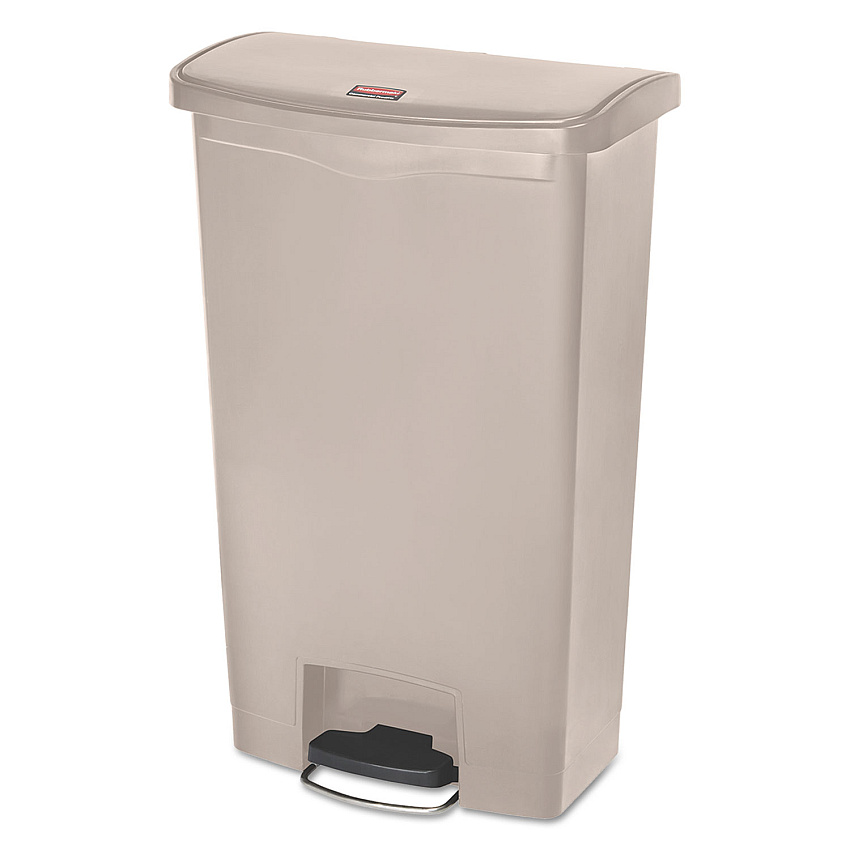 Rubbermaid Commercial Slim Jim Resin Step-On Container, Front Step Style, 18 gal, Beige (1883460)