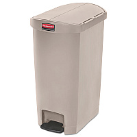 Rubbermaid Commercial Slim Jim Resin Step-On Container, End Step Style, 13 gal, Beige (1883459)