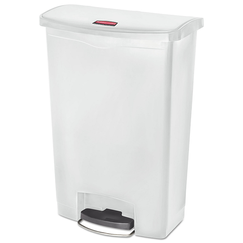Rubbermaid Commercial Slim Jim Resin Step-On Container, Front Step Style, 24 gal, White (1883561)