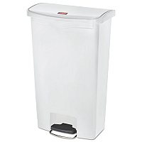 Rubbermaid Commercial Slim Jim Resin Step-On Container, Front Step Style, 18 gal, White (1883559)