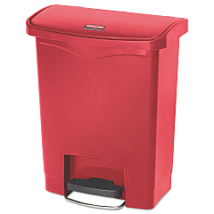 Rubbermaid Commercial Slim Jim Resin Step-On Container, Front Step Style, 8 gal, Red (1883564)
