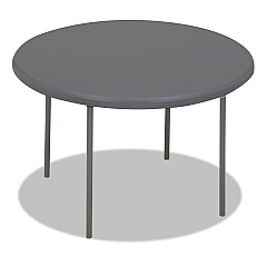 Iceberg IndestrucTable Classic Folding Table, Round Top, 200 lb Capacity, 48" dia x 29"h, Charcoal (65247)