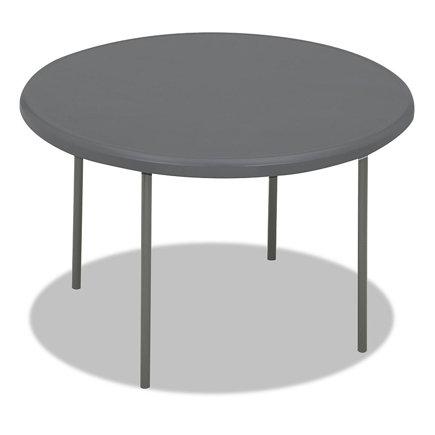 Iceberg IndestrucTable Classic Folding Table, Round Top, 200 lb Capacity, 48" dia x 29"h, Charcoal (65247)