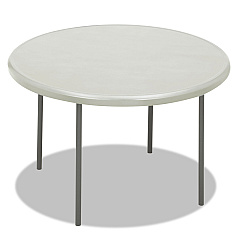Iceberg IndestrucTable Classic Folding Table, Round Top, 200 lb Capacity, 48" dia x 29"h, Platinum (65243)