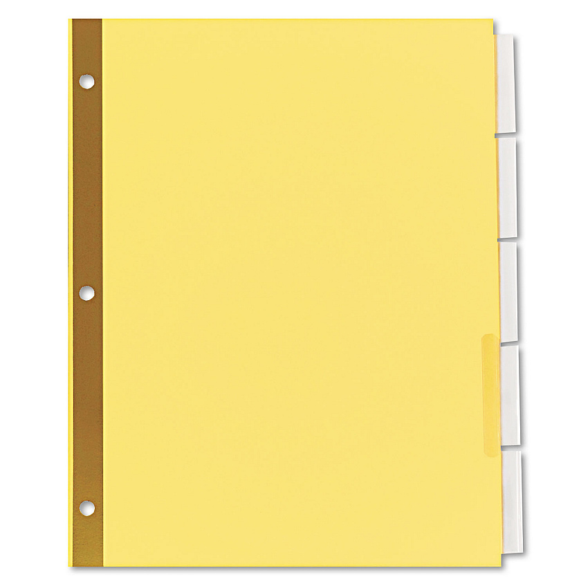 Universal Deluxe Extended Insertable Tab Indexes, 5-Tab, 11 x 8.5, Buff, 6 Sets (UNV21875)