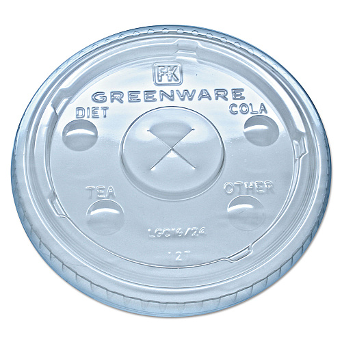 Fabri-Kal Greenware Cold Drink Lids, Fits 16 oz, 18 oz, 24 oz Cups, X-Slot, Clear, 1,000/Carton (LGC1624)