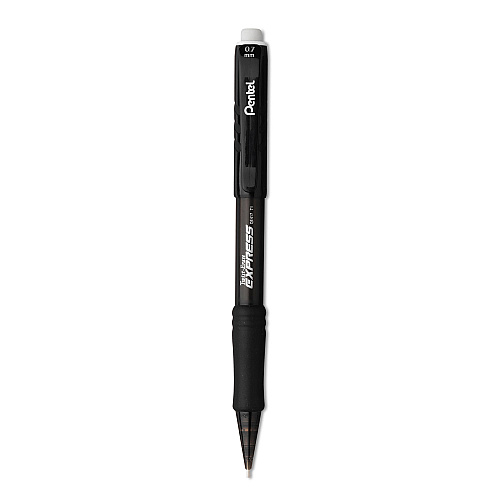 Pentel Twist-Erase EXPRESS Mechanical Pencil, 0.7 mm, HB (#2.5), Black Lead, Black Barrel, Dozen (QE417A)
