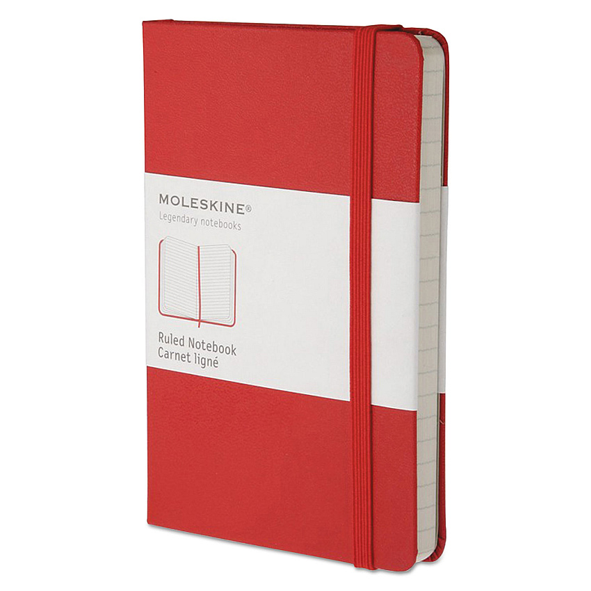 Moleskine Hard Cover Notebook, 1-Subject, Narrow Rule, Red Cover, (192) 5.5 x 3.5 Sheets (MM710R)
