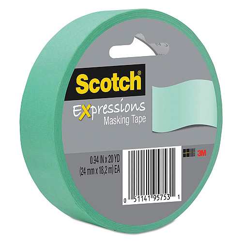 Scotch Expressions Masking Tape, 3" Core, 0.94" x 20 yds, Mint Green (3437MNT)