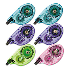 Tombow MONO Original Correction Tape, Asst RetroColor Applicators, 1/6" x 394", 6/Box (68670)