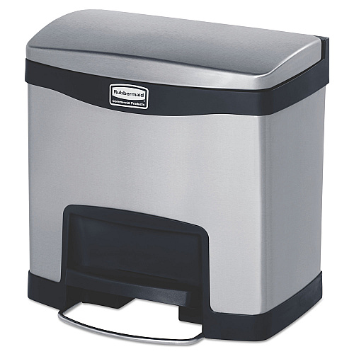 Rubbermaid Commercial Slim Jim Stainless Steel Step-On Container, Front Step Style, 4 gal, Black (1901982)