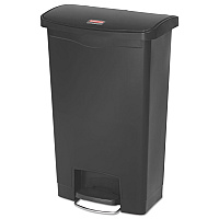 Rubbermaid Commercial Slim Jim Resin Step-On Container, Front Step Style, 13 gal, Black (1883611)