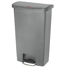 Rubbermaid Commercial Slim Jim Resin Step-On Container, Front Step Style, 18 gal, Gray (1883604)