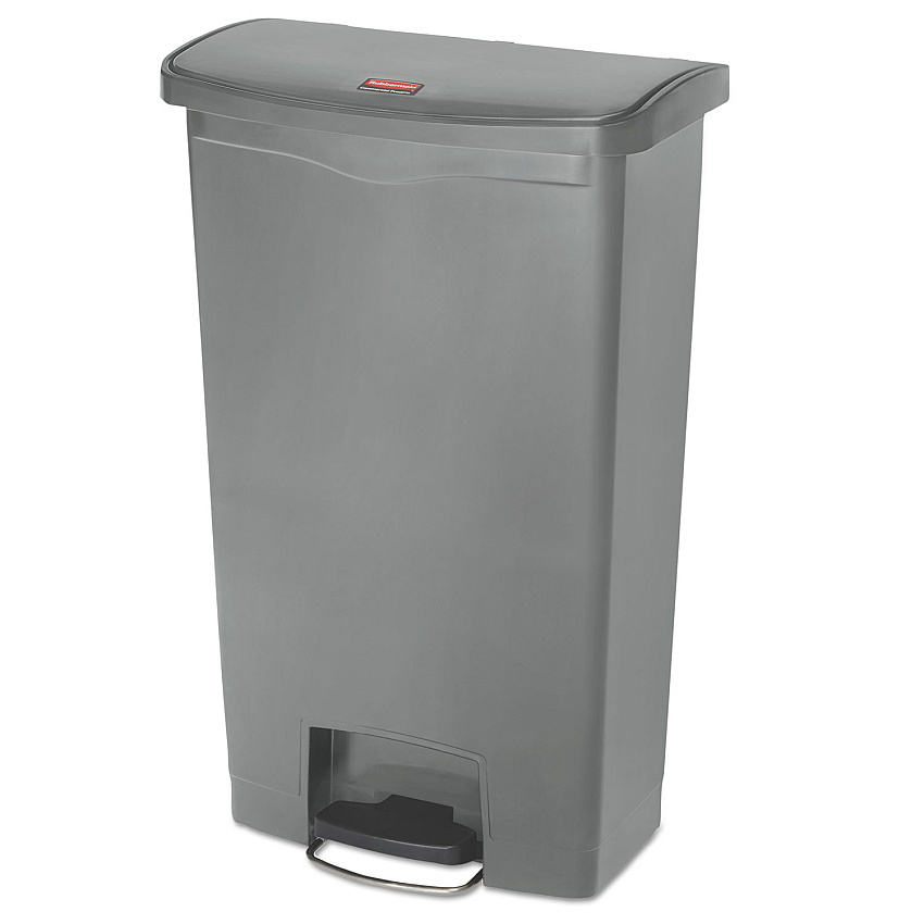 Rubbermaid Commercial Slim Jim Resin Step-On Container, Front Step Style, 18 gal, Gray (1883604)