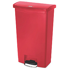 Rubbermaid Commercial Slim Jim Resin Step-On Container, Front Step Style, 18 gal, Red (1883568)