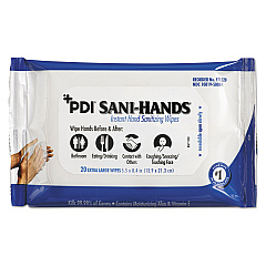 PDI Sani-Hands Instant Hand Sanitizing Wipes, 1-Ply, 5.5 x 8.4, White, 20/Pack, 48 Packs/Carton (P71520)