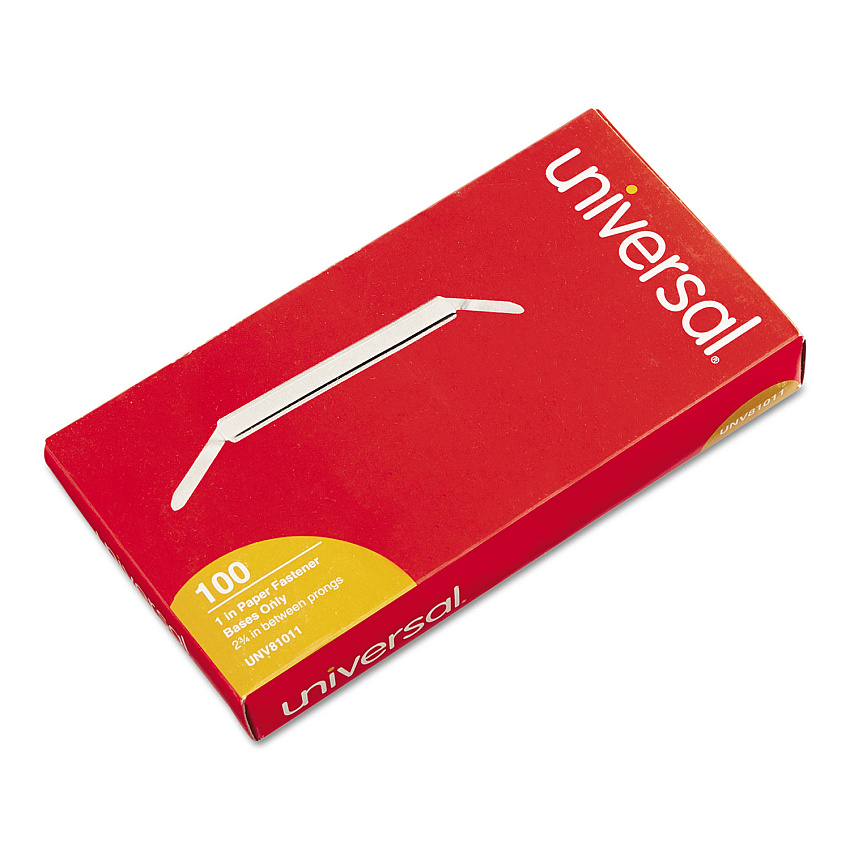 Universal Two-Piece Paper Fasteners, 1" Capacity, 2.75" Center to Center, Silver, 100/Box (UNV81011)