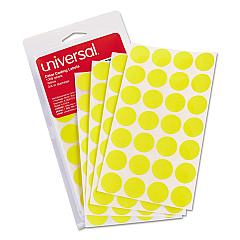 Universal Self-Adhesive Removable Color-Coding Labels, 0.75" dia., Yellow, 28/Sheet, 36 Sheets/Pack 