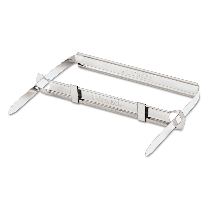 Universal Two-Piece Paper Fasteners, 2" Capacity, 2.75" Center to Center, Silver, 50/Box (UNV81002)