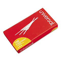 Universal Self-Adhesive Paper Fasteners, 1" Capacity, 2.75" Center to Center, Silver, 100/Box (UNV81003)
