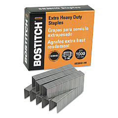 Bostitch Heavy-Duty Premium Staples, 0.88" Leg, 0.5" Crown, Steel, 1,000/Box (SB38HD1M)