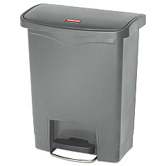 Rubbermaid Commercial Slim Jim Resin Step-On Container, Front Step Style, 8 gal, Gray (1883600)