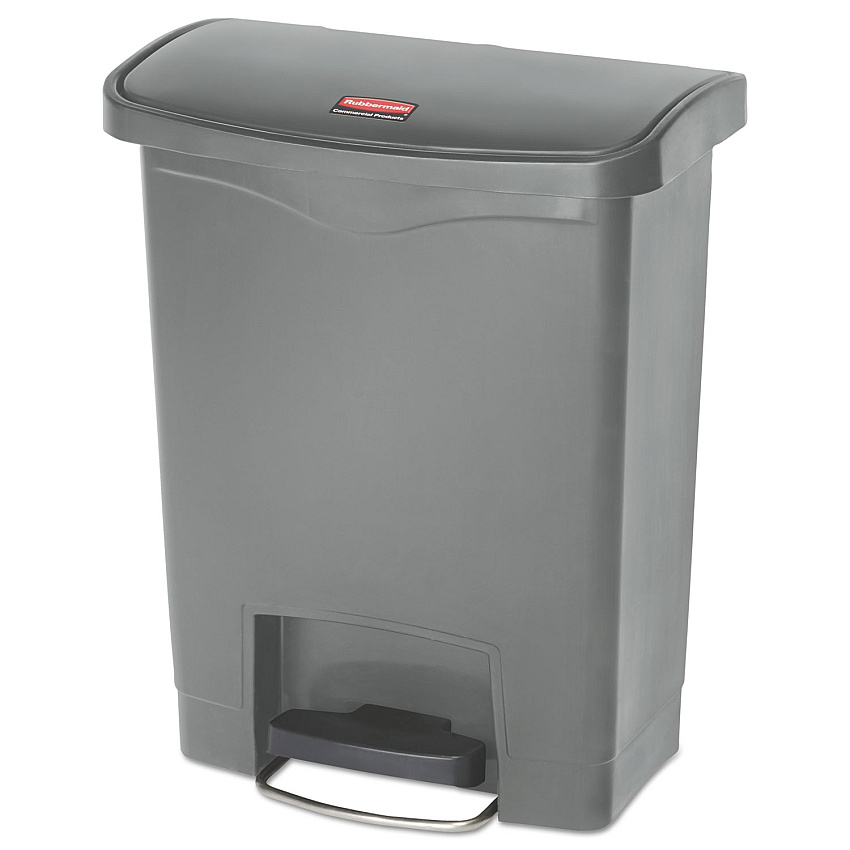 Rubbermaid Commercial Slim Jim Resin Step-On Container, Front Step Style, 8 gal, Gray (1883600)