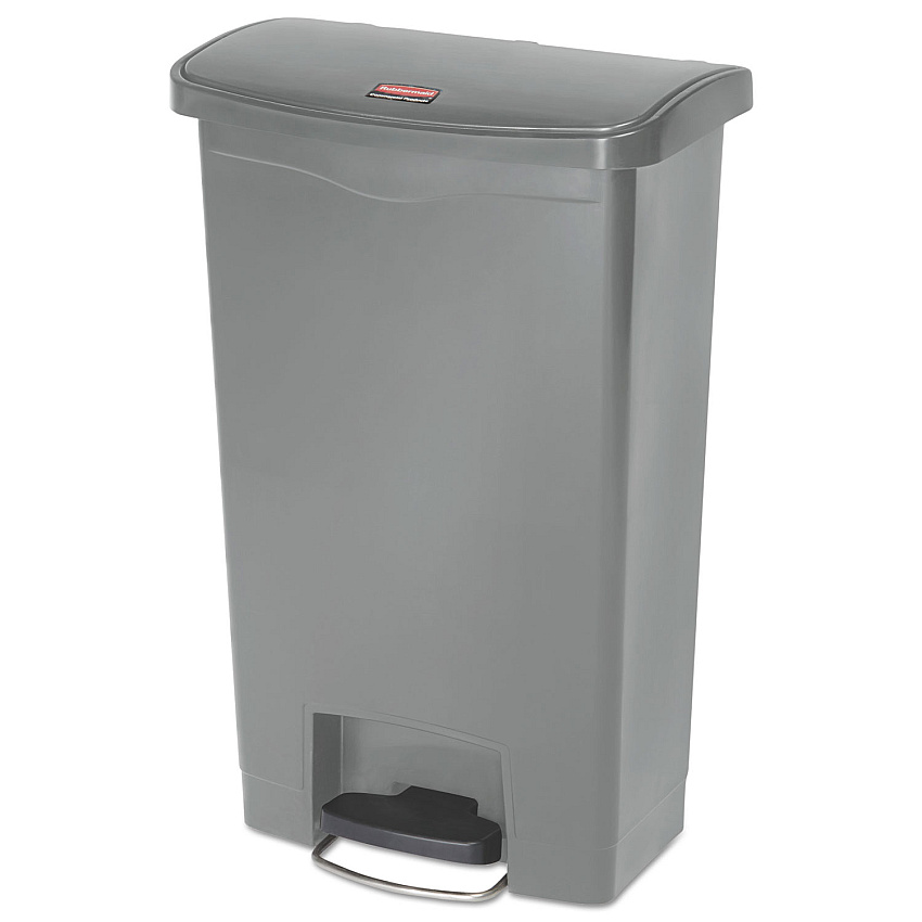 Rubbermaid Commercial Slim Jim Resin Step-On Container, Front Step Style, 13 gal, Gray (1883602)