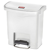 Rubbermaid Commercial Slim Jim Resin Step-On Container, Front Step Style, 4 gal, White (1883554)