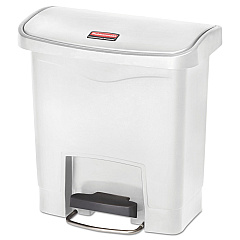 Rubbermaid Commercial Slim Jim Resin Step-On Container, Front Step Style, 4 gal, White (1883554)