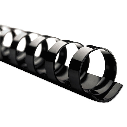 GBC CombBind Standard Spines, 1/4" Diameter, 25 Sheet Capacity, Black, 100/Box (4000020)