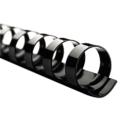 GBC CombBind Standard Spines, 1" Diameter, 225 Sheet Capacity, Black, 100/Box (4000118)