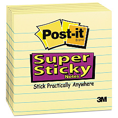 Post-it Notes Super Sticky Pads in Canary Yellow, Note Ruled, 4" x 4", 90 Sheets/Pad, 6 Pads/Pack (6756SSCY)