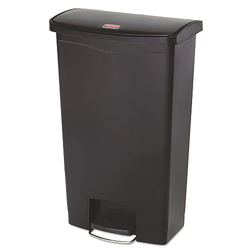 Rubbermaid Commercial Slim Jim Resin Step-On Container, Front Step Style, 18 gal, Black (1883613)